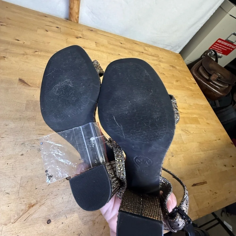 Michael Kors rhinestone Block Heel Sandals Size 6